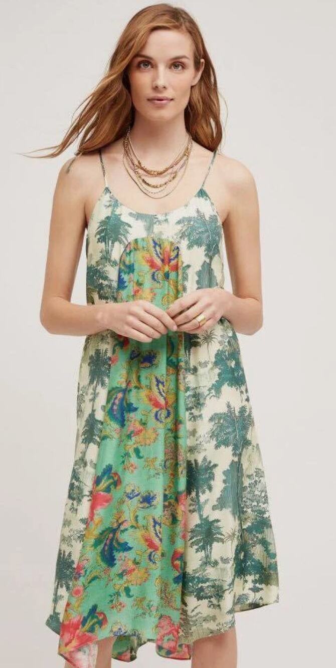 Maeve Anthropologie Santee Swing Dress Eastern Floral Paisley Petite XSP